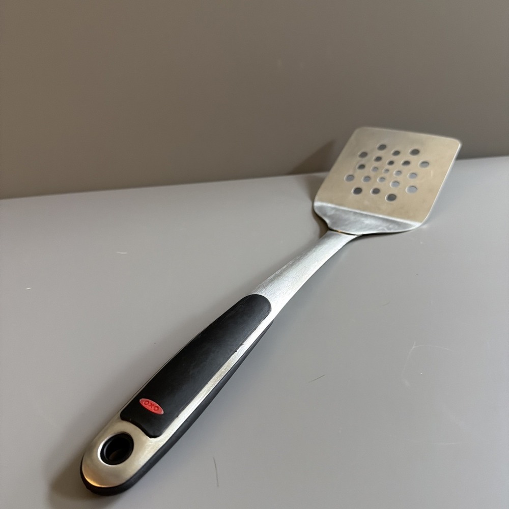 OXO Good Grips Stainless Steel Perforated Turner Spatula Black Silver 13.25 Inch